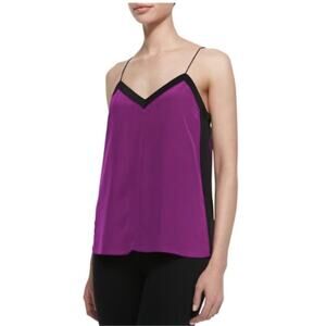 Tibi Purple & Black Silk Camisole Tank Top
